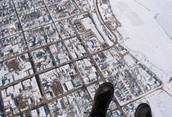 Skydiving into the Orillia Winter Carnival over top of Lake Couchiching